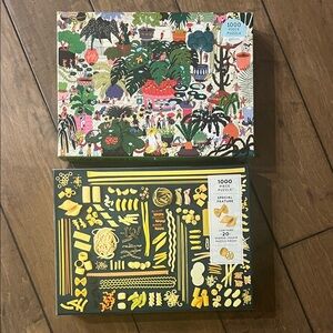 Lot of 2 Galison 1000 Piece Puzzle Pasta & Plant Worldd
